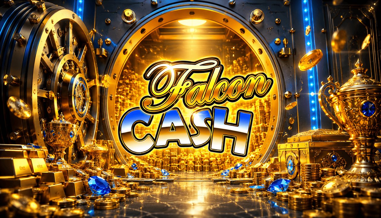 Rodillos de Falcon Cash en juego con sietes dorados y el halc&oacute;n como s&iacute;mbolo principal